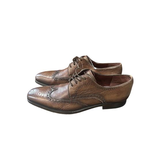 Magnanni Mens Size 10M Brown Leather Wingtip Oxford Dress Shoes Brogue